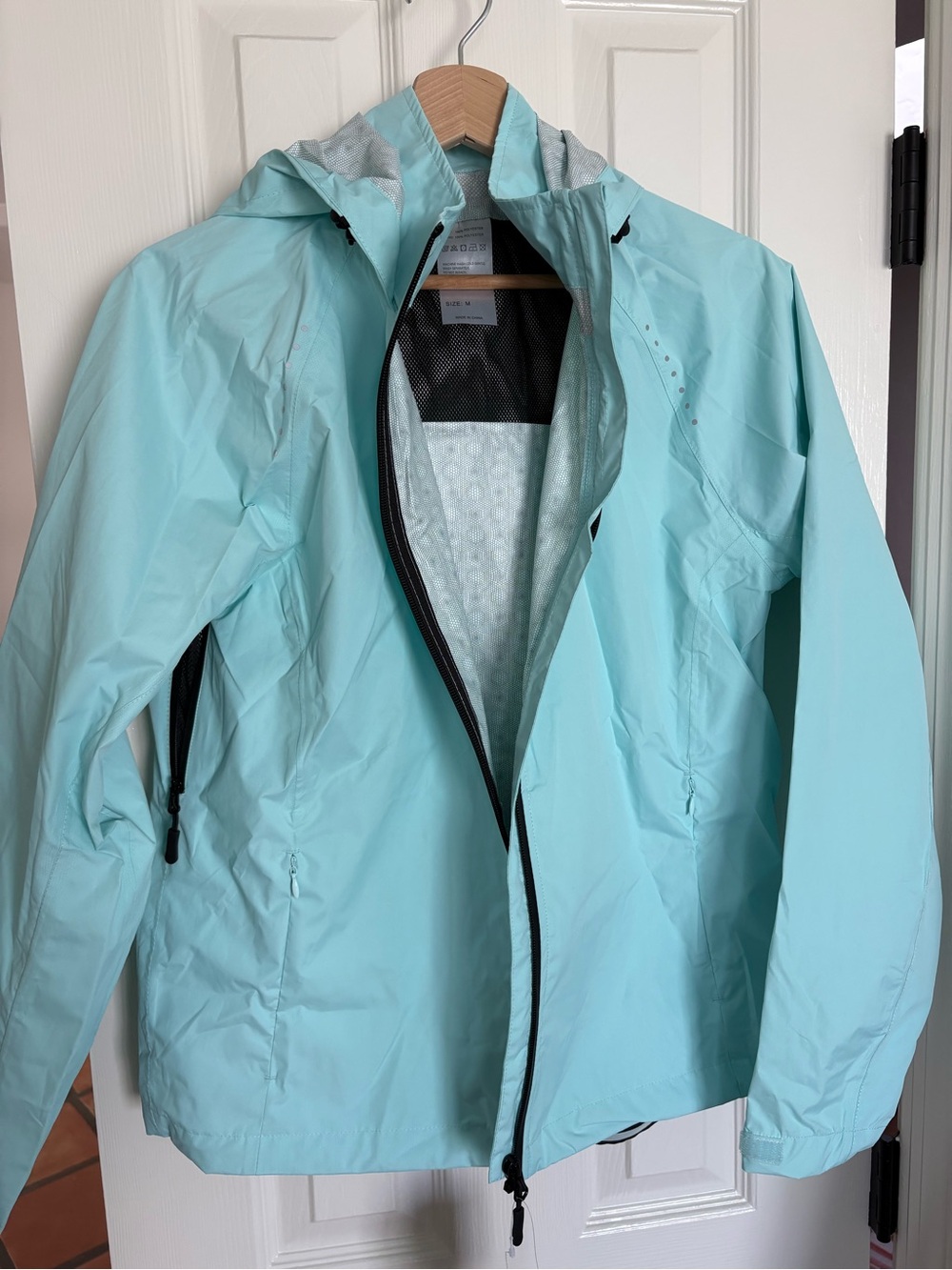 Women's Light Blue Waterproof Hooded Jacket - Great for cycling or hiking